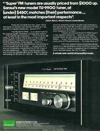 Sansui TU-9900 - Vintage Audio Ads - classicaudio.com